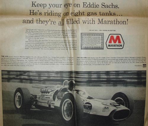 Marathon advert, 1964 Indianapolis 500